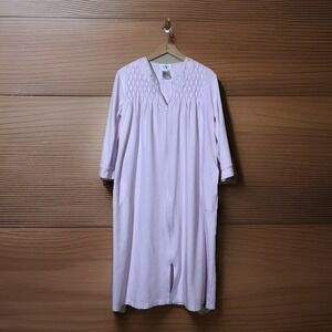 Vintage Collette By Miss Elaine Robe Small Pink Front Zip Pastel Long